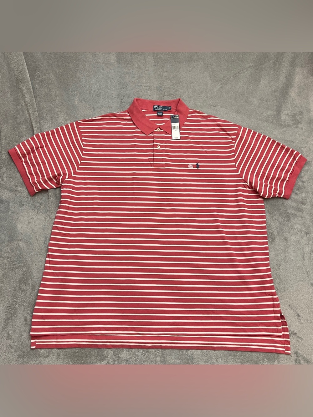 Polo Ralph Lauren Vintage 90s Deadstock 4XB Pink Striped Short Sleeve Polo Shirt